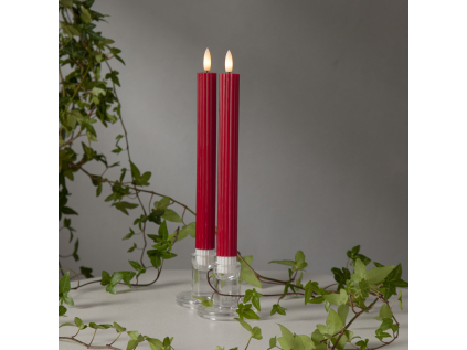 LED svíčka 2 ks výška 25 cm Star Trading Flamme Stripe - červené