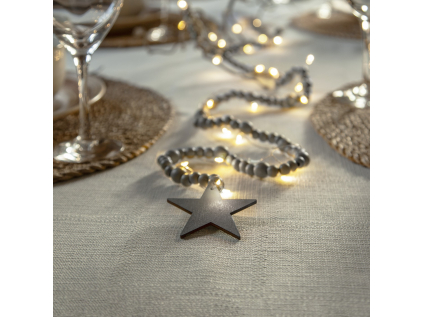 Světelný LED řetěz s dřevěnými korálky délka 150 cm Star Trading Beady - šedý