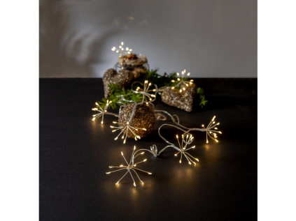 Světelný LED řetěz 90 světýlek délka 2,1 m Star Trading Dew Drop Flower - stříbrný