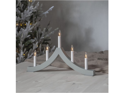 Dřevěný adventní svícen výka 27 cm Star Trading Pagod - šedý