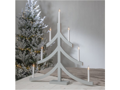 Dřevěný vánoční LED svícen výška 79 cm Stra Trading Pagod - šedý