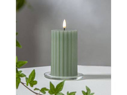 Vosková LED svíčka výška 15 cm Star Trading Flamme Stripe - zelená