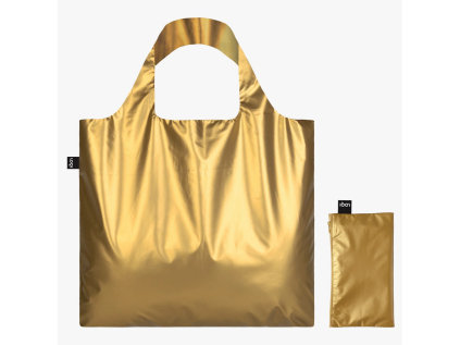Skládací nákupní taška s taštičkou LOQI METALLIC Matt Gold