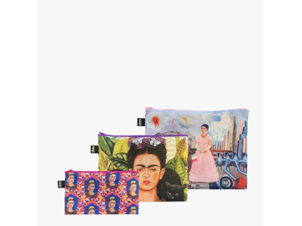 Taštičky na zip 3 ks LOQI FRIDA KAHLO Self Portrait, The Frame