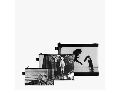 Taštičky na zip 3 ks LOQI ELLIOTT ERWITT Eiffel Tower, Dog Jumping and California Kiss