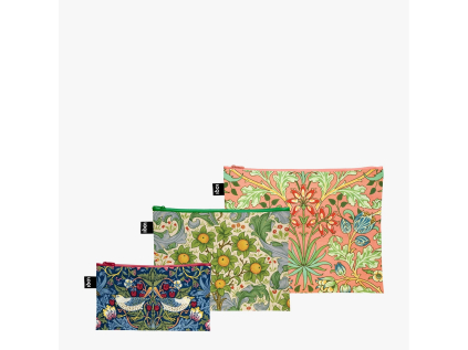 Taštičky na zip 3 ks LOQI WILLIAM MORRIS The Strawberry Thief