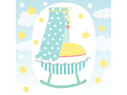 Přání k narození miminka s obálkou 8x8 cm Artebene Cradle