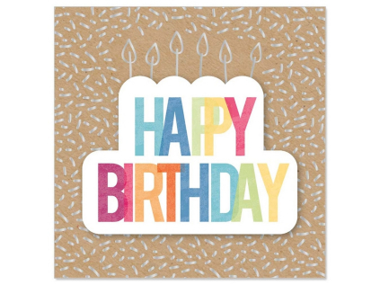 Narozeninové přání s obálkou 8x8 cm Artebene Happy Birthday