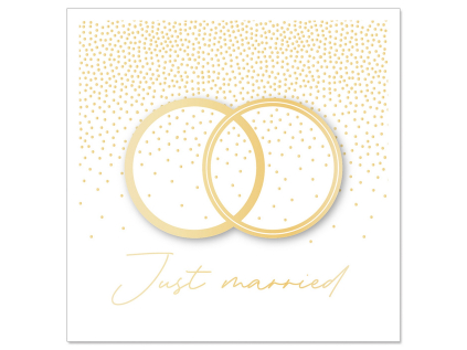 Svatební přání 8x8 cm Artebene Just Married with Rings