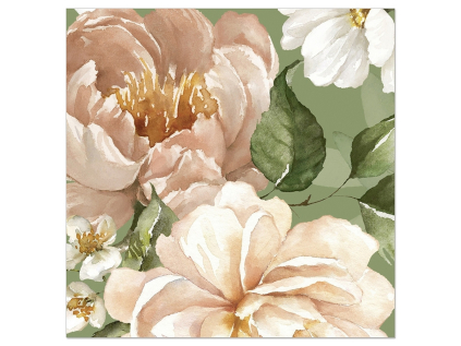 Papírové ubrousky 20 ks Artebene Flowers - zelené