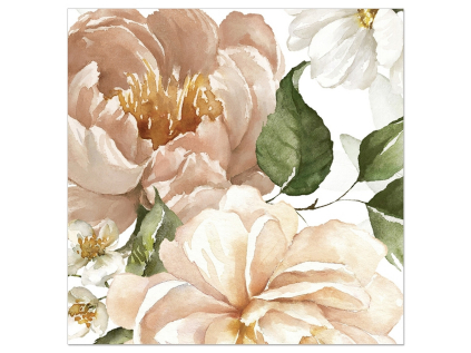 Papírové ubrousky 20 ks Artebene Flowers - bílé