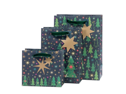 Dárková taška set 3 vel. Artebene Christmas Trees with Golden Stars