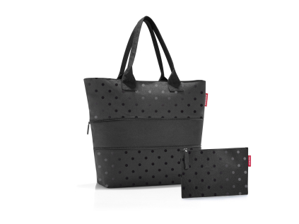 Sada kabelka a taštička na zip Reisenthel Shopper e1 set Glossy dots black