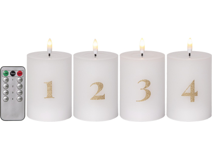 Sada 4 ks LED svíček Star Trading Flamme Advent - bílá