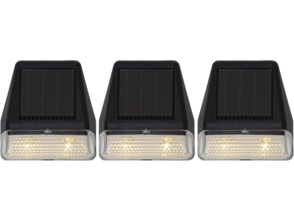 Solární nástěnné LED osvětlení se senzorem 3 ks Star Trading Wally - černé
