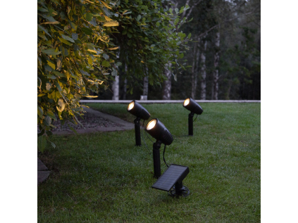 Solární LED reflektor 3 ks výška 26 cm Star Trading Powerspot - černý