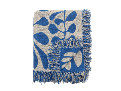 Pléd z recyklované bavlny 160x130 cm NEVINE Bloomingville - modrý