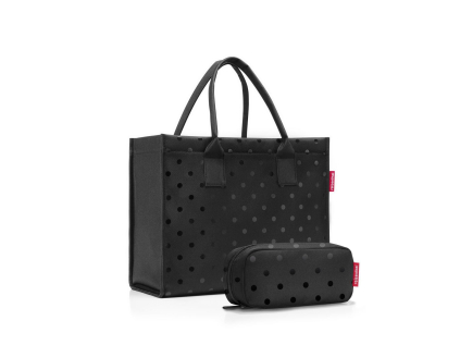 Sada stylová kabelka a praktické pouzdro Reisenthel Daily Shopper set Glossy dots black