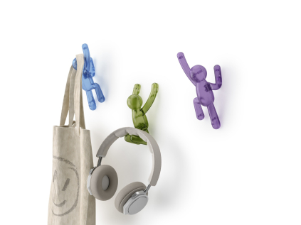 Háčky na zeď Umbra Buddy 3 ks - transparentní barevné