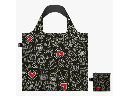 Skládací nákupní taška LOQI KEITH HARING Black Pattern