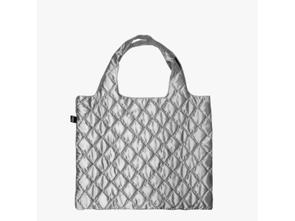Prošívaná taška LOQI METALLIC Silver Puffy Medium Bag