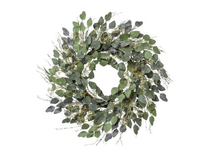 Dekorační věnec eukalyptus průměr 60 cm - zelený