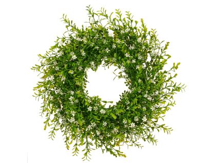 Umělý věnec z lobelií průměr 35 cm Gasper - bílý