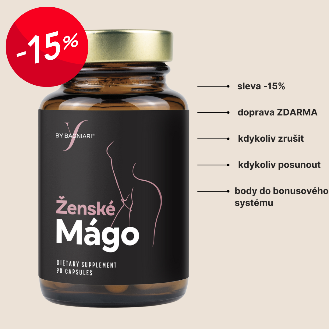Bagniari Ženské Mágo - 267 mg bisglycinátu a taurátu hořčíku v denní dávce, 90 kapslí Varianta: Předplať a ušetři 15 % (každý měsíc)