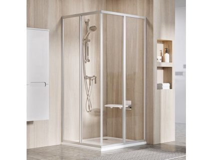 Sprchový kút rohový 90 cm SRV2-90 SUPERNOVA Ravak, posuvný, vstup z rohu, sko Pearl, satin