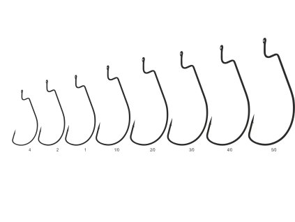 Mistrall offsetový háček Wide worm s očkem, velikost 4, black nickel, 10 ks/bal