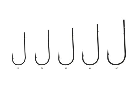 Mistrall háček Round Worm s očkem, black nickel, vel. 1/0, 10 ks/bal