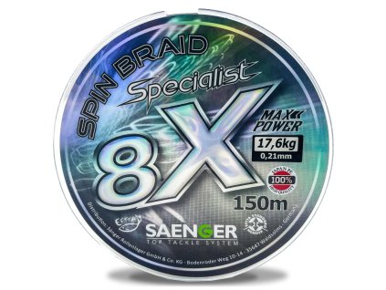 Saenger šňůra 8 X Specialist Spin Braid 150 m 0,10 mm černá