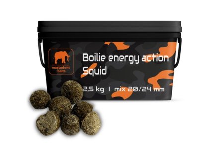 Mastodont Baits Boilie energy action Squid mix 2,5 kg 20/24mm