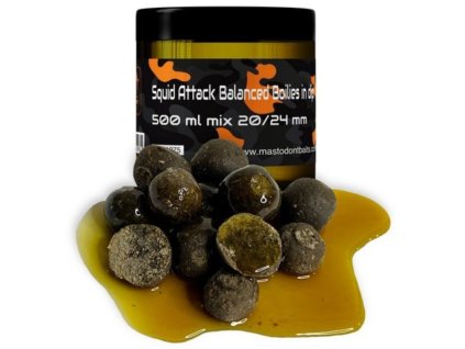 Mastodont Baits Squid Attack Balanced Boilies in dip 500ml mix 20/24mm