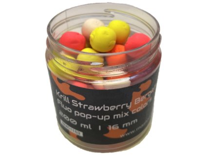 Mastodont Baits Fluo Pop-Up Boilies Krill Strawberry Bergamot 16mm 200ml