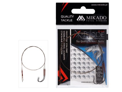 OCELOVÉ LANKO - ZBROJENÉ HÁČKEM S OBRATLÍKU 30cm/10kg - HNĚDÁ - 2 ks