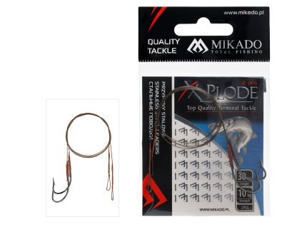 OCELOVÉ LANKO - ZBROJENÉ HÁČKEM S OBRATLÍKU 30cm/10kg - HNĚDÁ - 2 ks