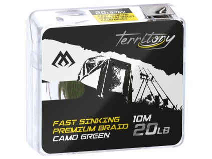 PLETENÁ NÁVAZCOVÝ - FAST SINKING PREMIUM BRAID - 20lbs/10m - ZELENÉ CAMO - 1 ks