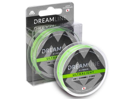 PLETENÁ ŠŇŮRA - DREAMLINE ULTRALIGHT - 0.058mm/4.43kg/10m - FLUO ZELENÁ - 1 cívka