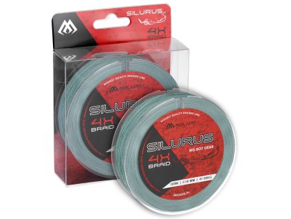 PLETENÁ ŠŇŮRA - SILURUS 4 X BRAID - 0.35mm/33.40kg/300m - ZELENÁ - 1 cívka