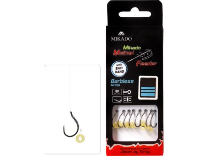 NÁVAZEC - METHOD FEEDER  - vel. 4 - Háček bez protihrotu s gumkou / vlasec: 0.28mm/10cm - 8 ks