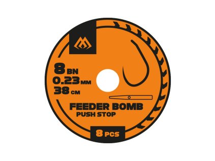 FEEDER BOMB RIG - WITH PUSH STOP - BARBLESS HOOKS NO 6 / monoline 0.25mm/38cm - 8 pcs.