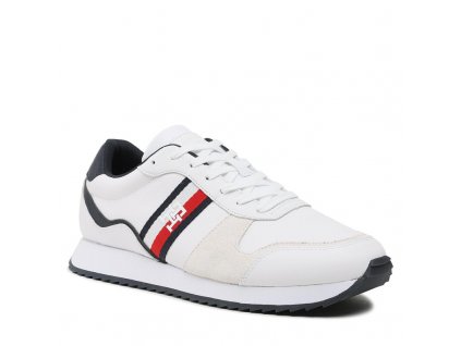 sneakersy tommy hilfiger runner evo leather fm0fm04714 white ybs