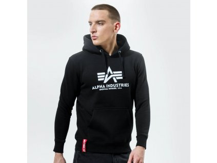 alpha industries mikina s kapucnou basic hoody panske mikiny cierna 178312 03