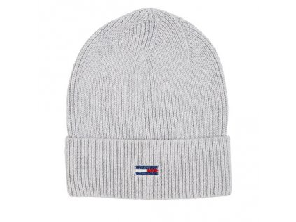 ciapka tommy jeans tjw flag beanie aw0aw15474 silver grey p03 8720645283515