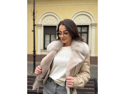 Dámska kožená bunda s kožušinou