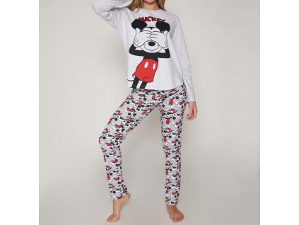 disney pijama manga larga mickey para mujer gris jaspe