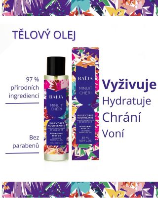 Vyživující tělový olej kolekce Minuit Chéri můžeš použít jako: 1. Delikátní péči o pokožku celého těla 2. Použít jako...