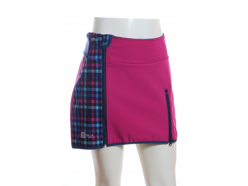 softshellová sukně, růžová + kostičky, polobok