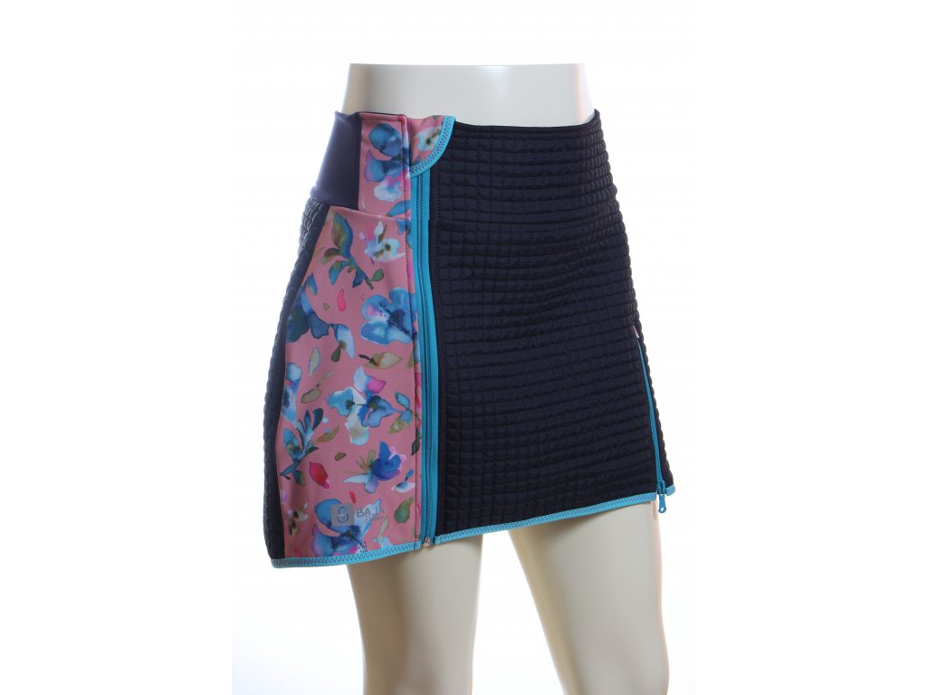 PROŠÍVANÁ softshellová sukně pro ženy, tm. modrá + lilie,bok